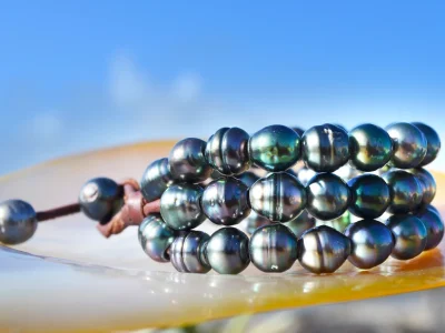 Bracelet 3 rangs 45 perles Tahiti 8mm 6