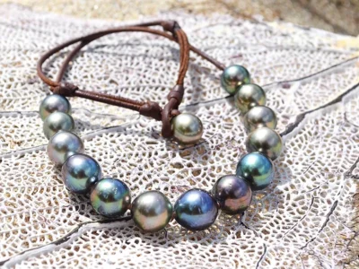 Collier perles tahiti multicouleur