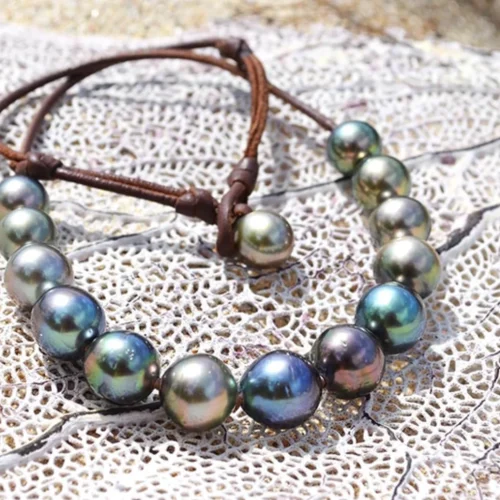 Collier perles tahiti multicouleur